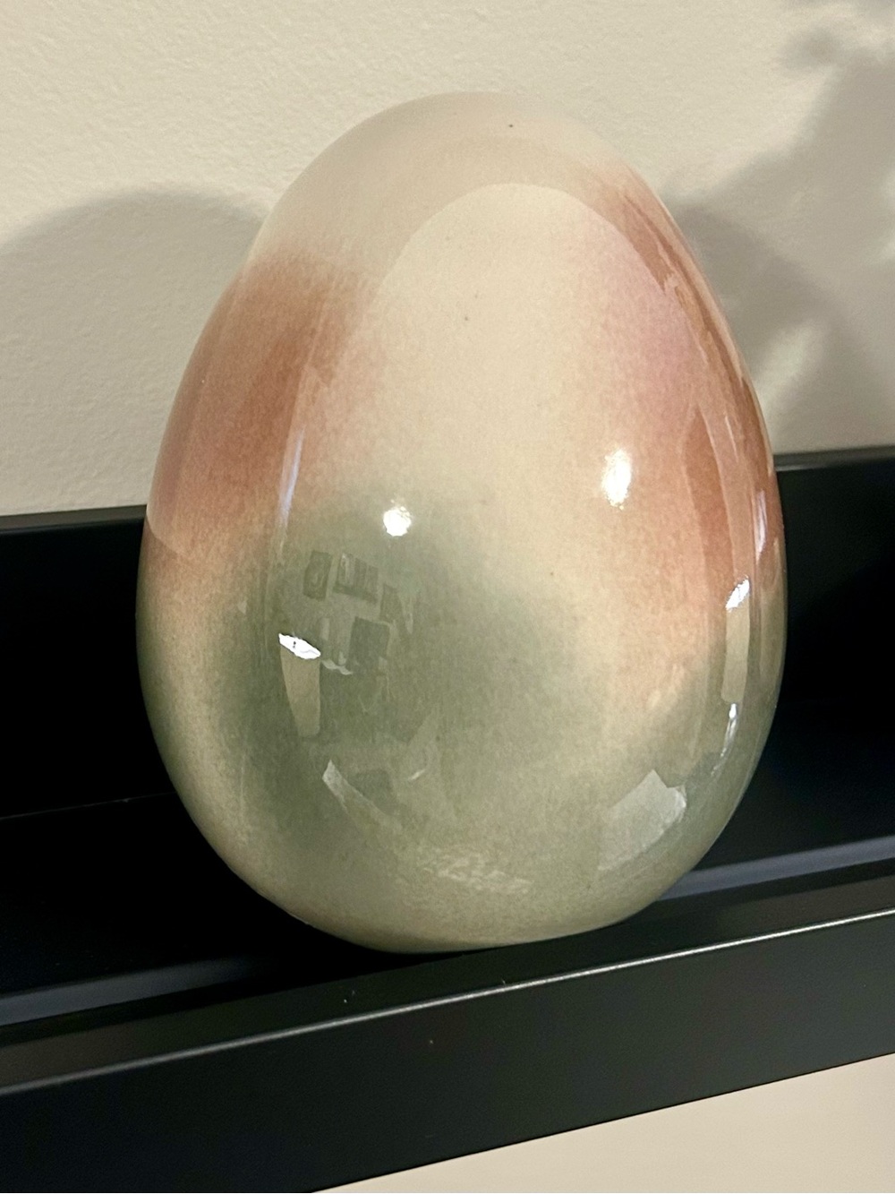 Vintage Quebec Studio Pottery Egg Shaped Sculpture 6”